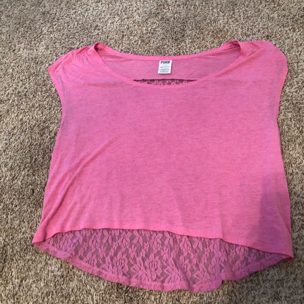 PINK Hot Pink Lace Back Top